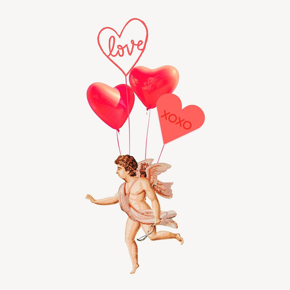 Cupid love collage element, red design