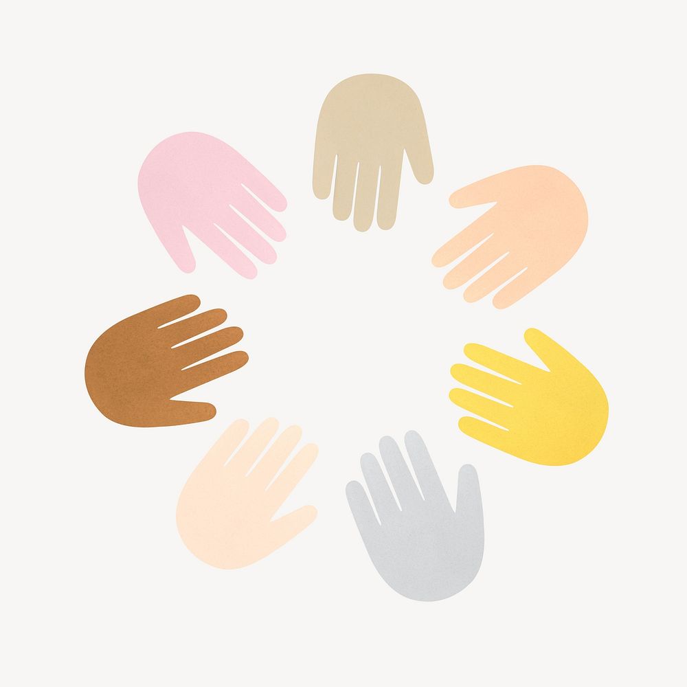 Unity hands collage element, colorful design