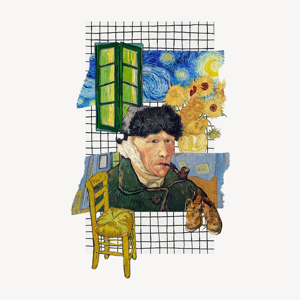 Van Gogh's portrait, vintage collage element. Remixed by rawpixel