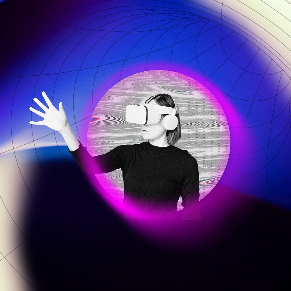 VR entertainment background, technology remix