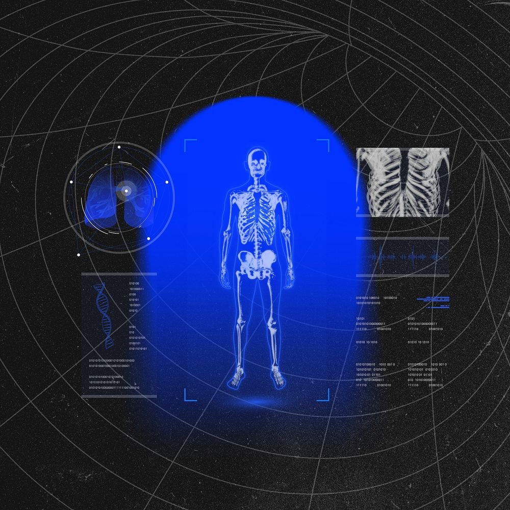 Medical technology background, human body scan remix