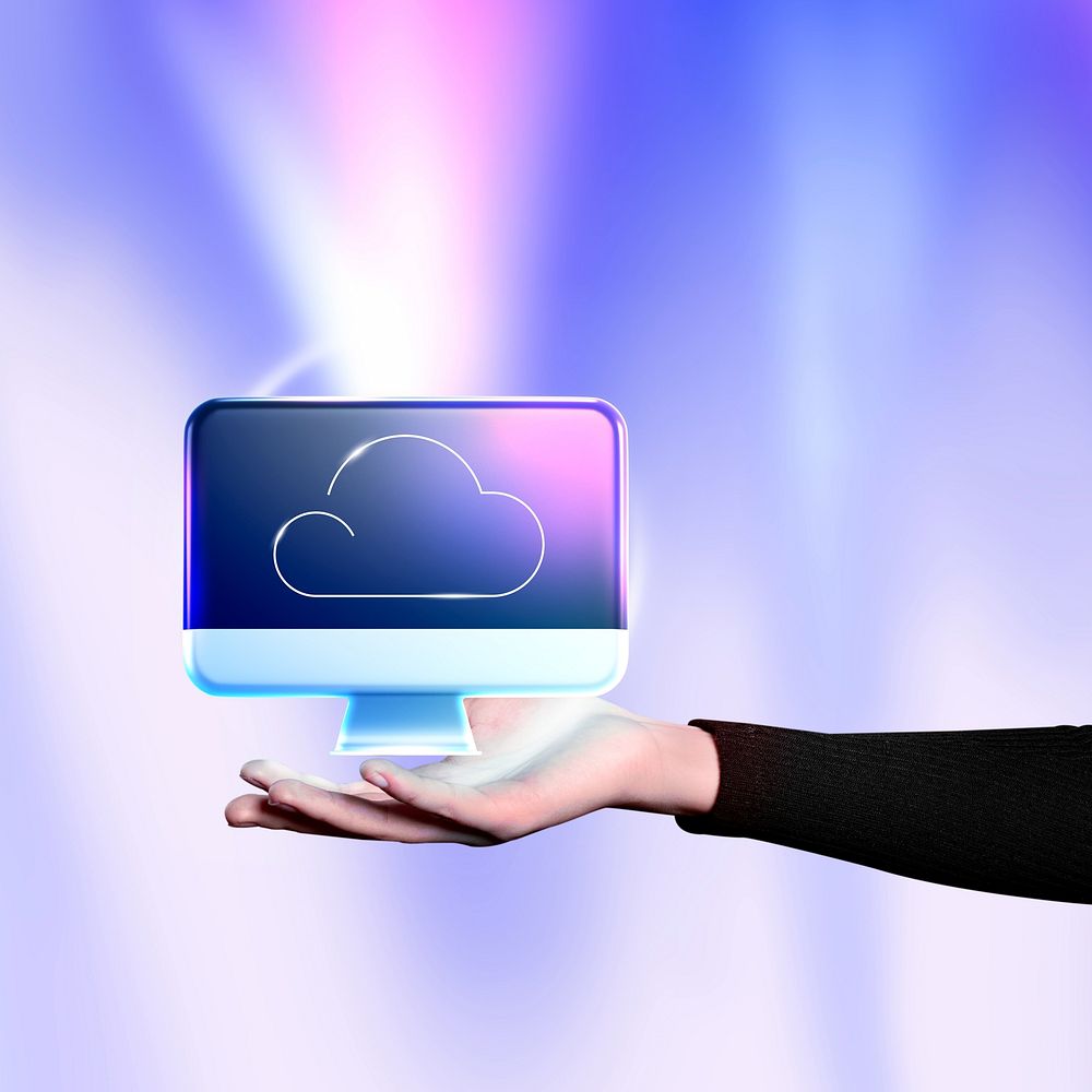 Cloud storage background, technology remix