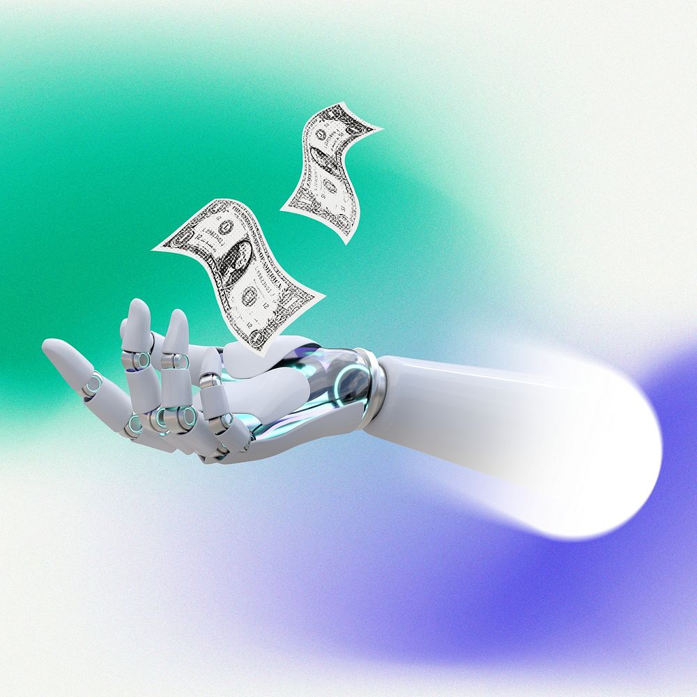 Financial robot, futuristic technology remix
