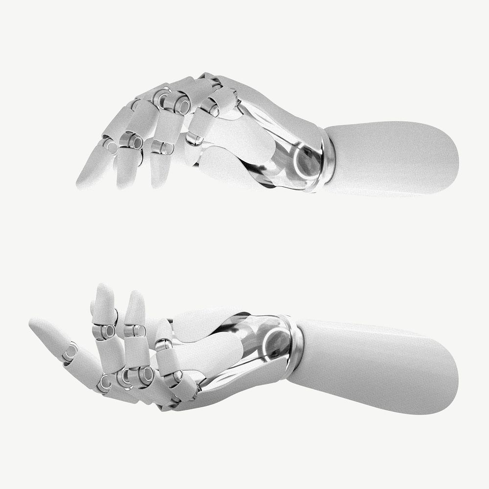 Cupping robot hands, technology photo psd