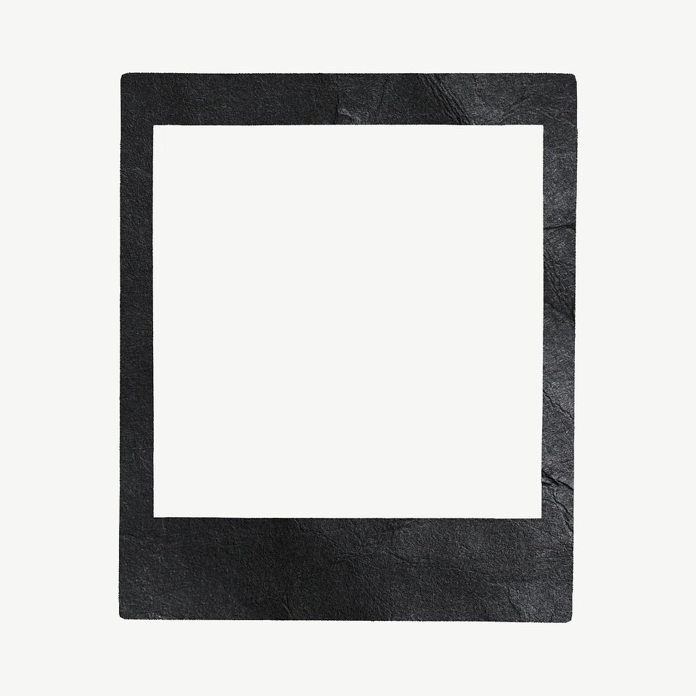 Black instant film frame collage element psd