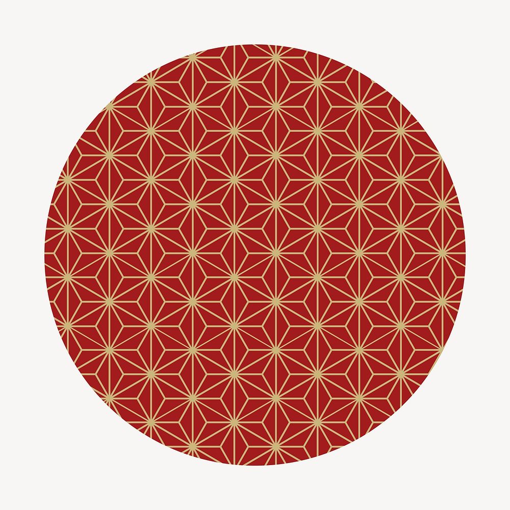Chinese oriental patterned badge, red design vector