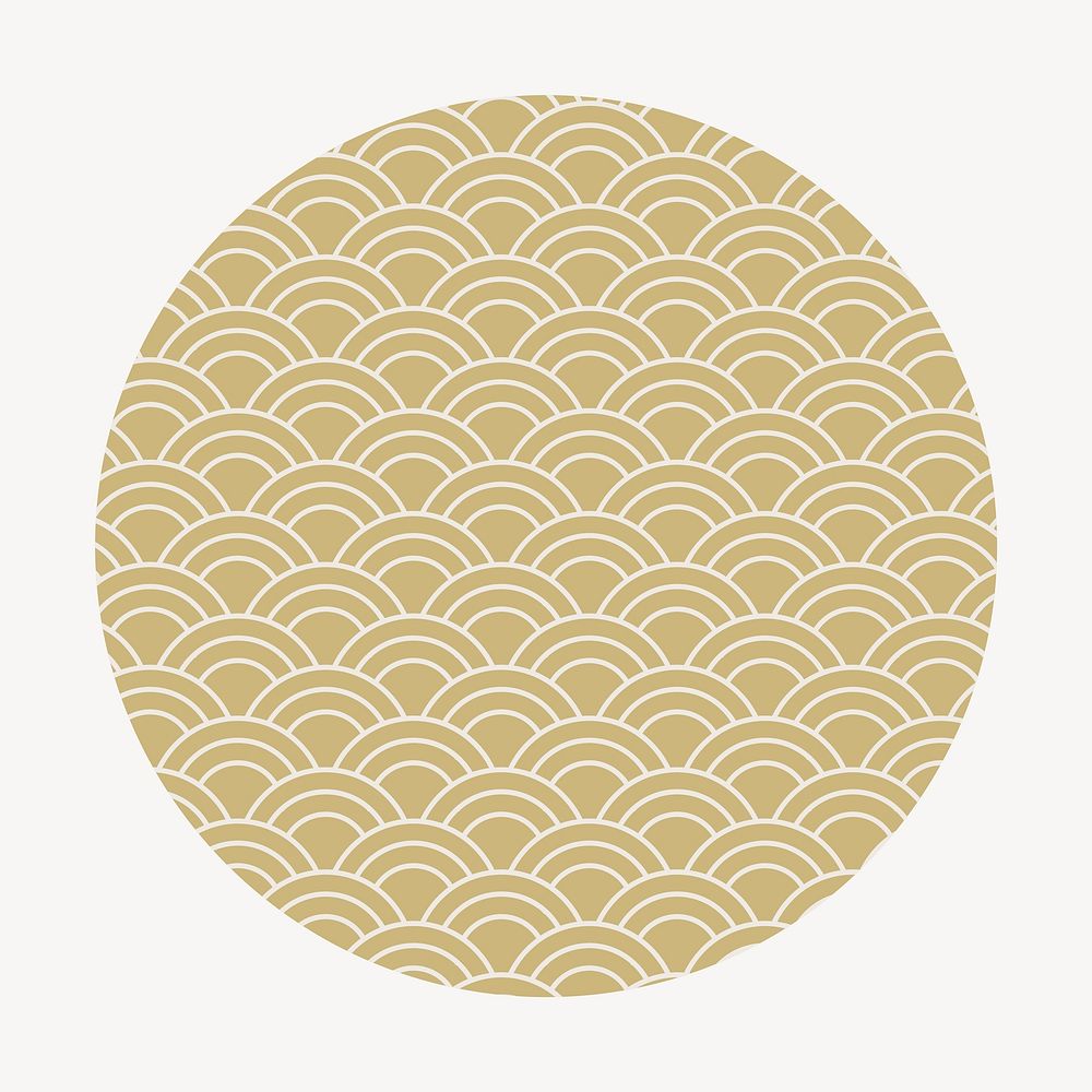 Chinese oriental patterned badge, gold design vector