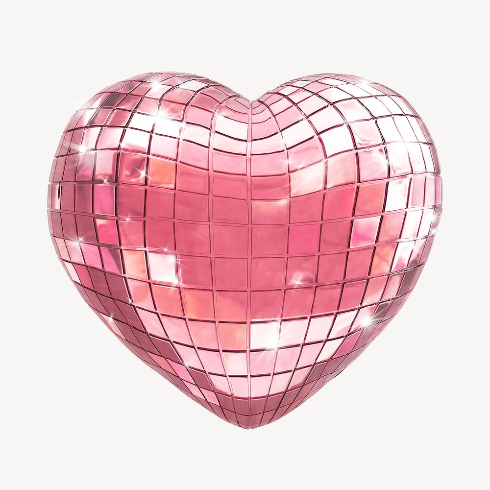 Pink disco heart, 3D Valentine's graphic