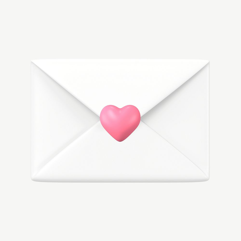3D love letter, Valentine's Day graphic psd