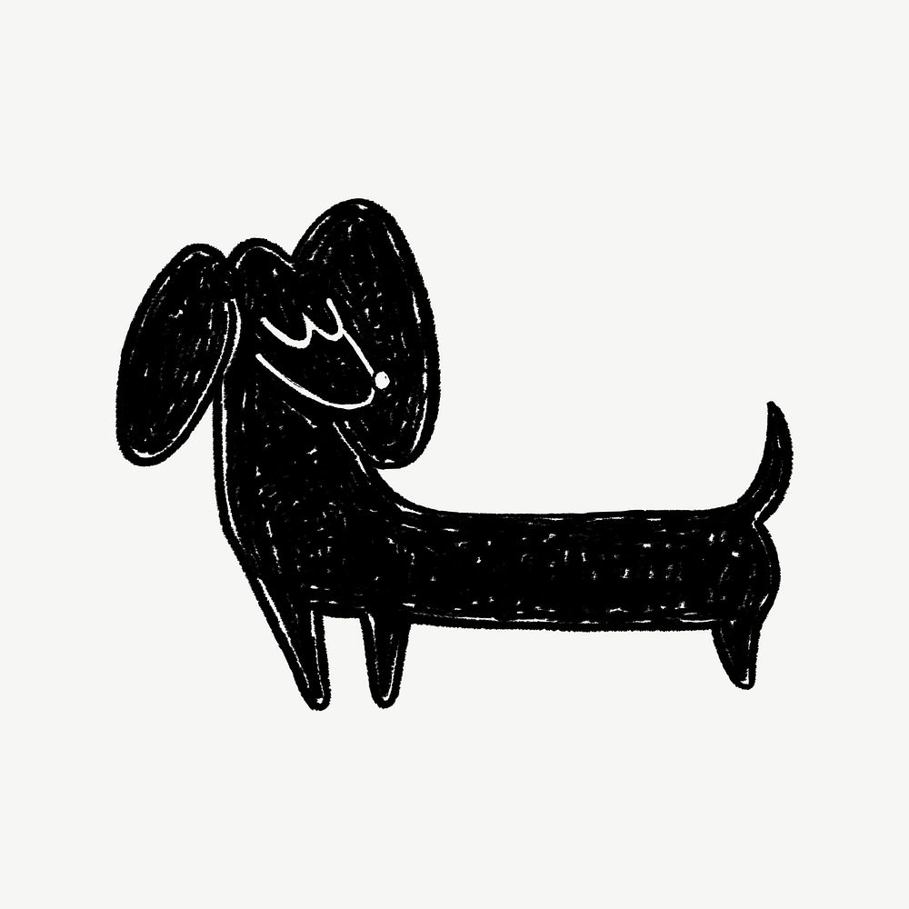 Dachshund dog, animal doodle graphic psd
