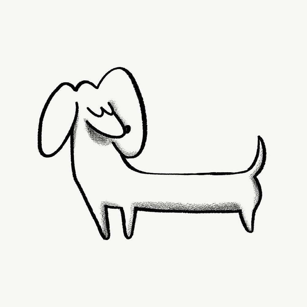 Dachshund dog, animal doodle graphic psd