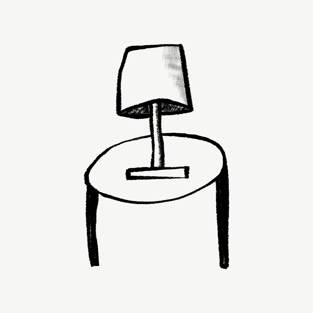 Table lamp, furniture doodle psd