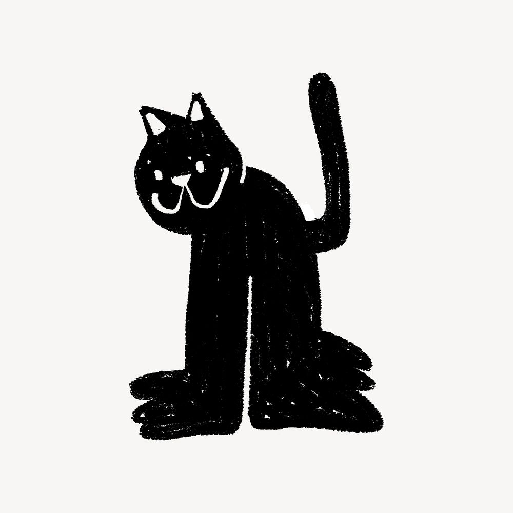 Black cat, animal doodle graphic