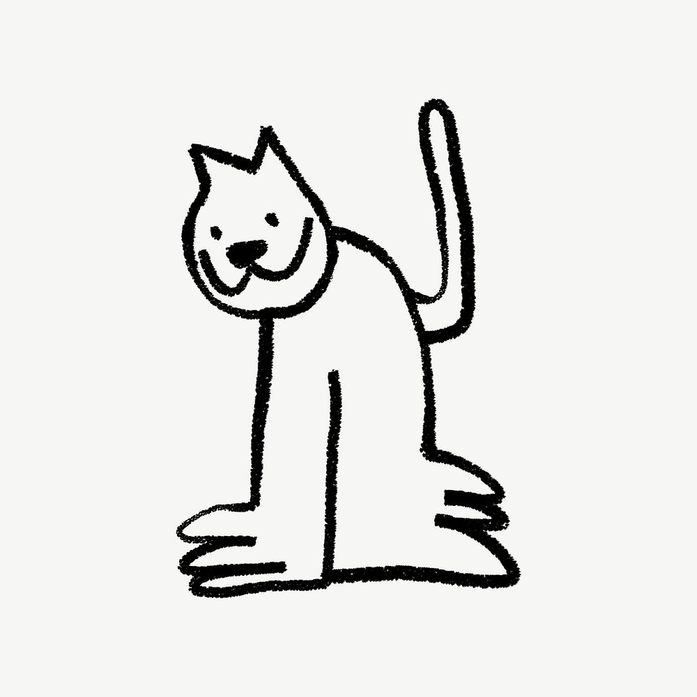 Cute cat, animal doodle graphic psd