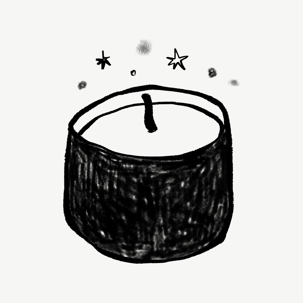 Scented candle, aromatherapy doodle psd