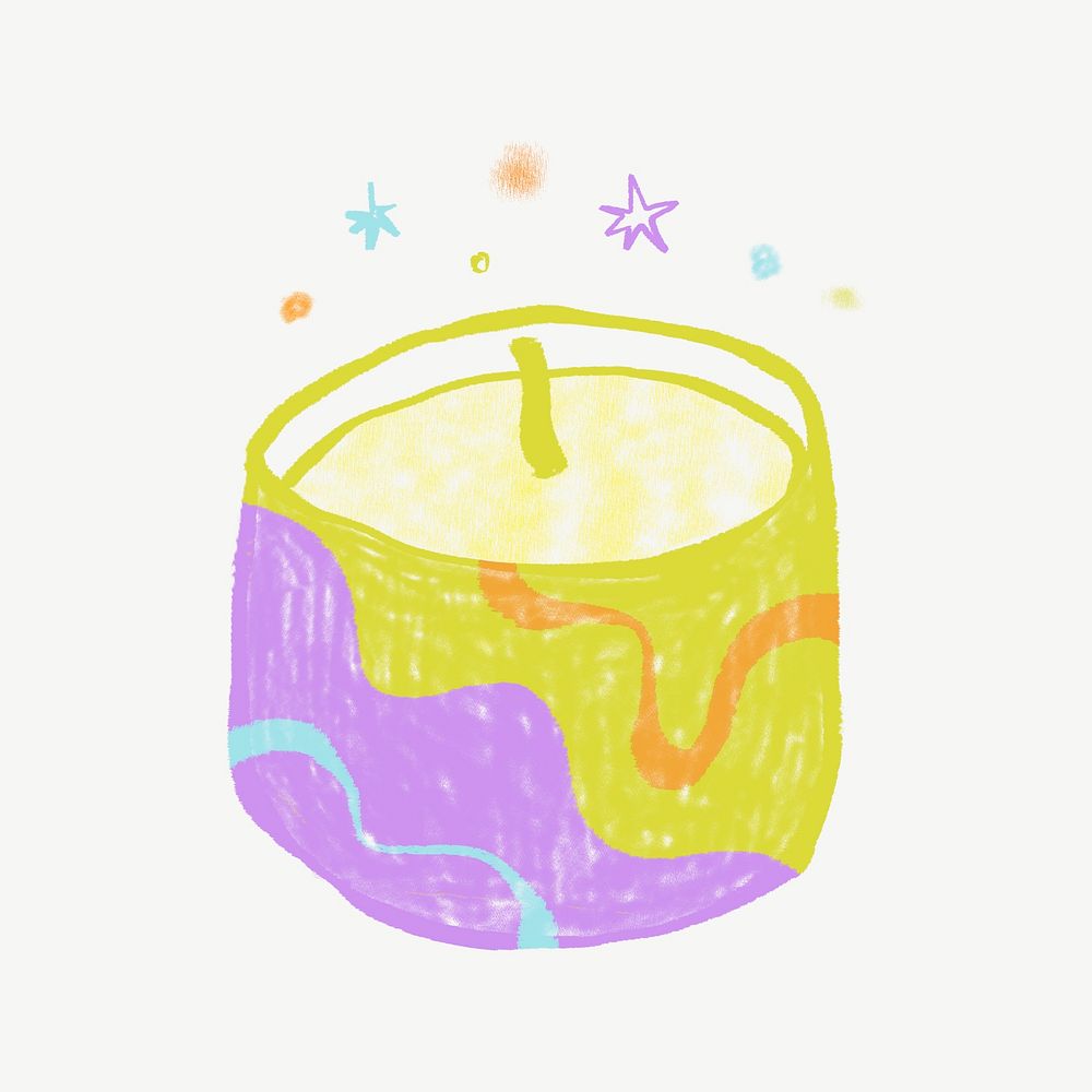 Scented candle, aromatherapy doodle psd