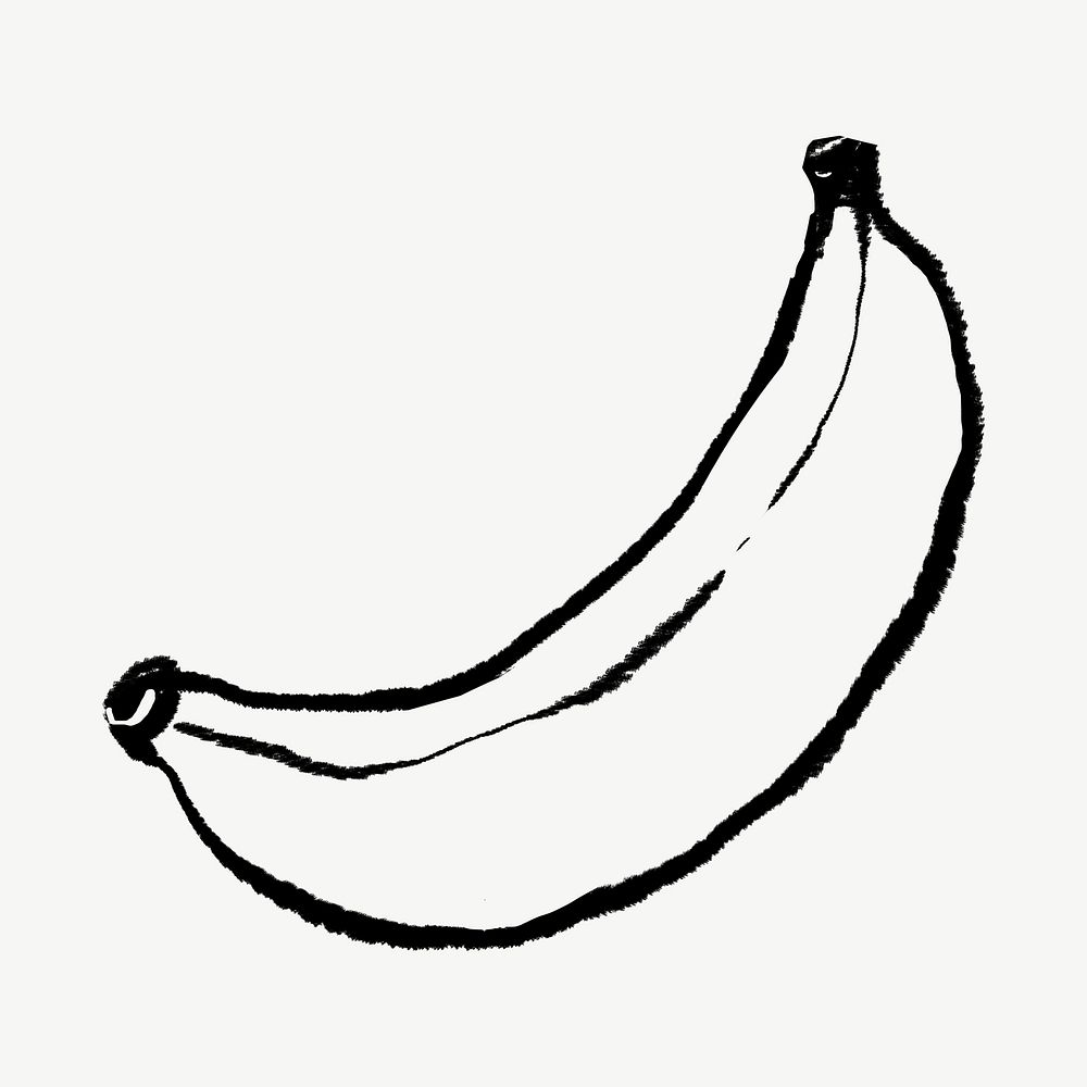 Banana fruit, cute doodle graphic psd