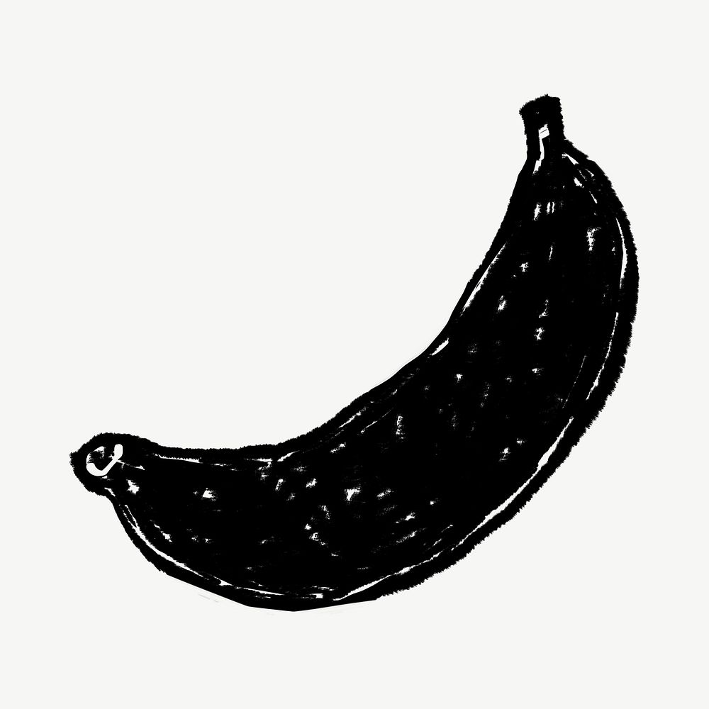 Banana fruit, black & white doodle psd