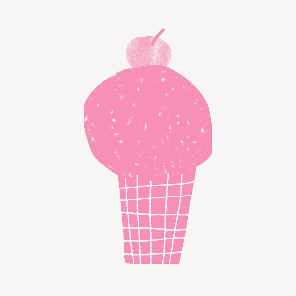 Pink ice-cream collage element, doodle design