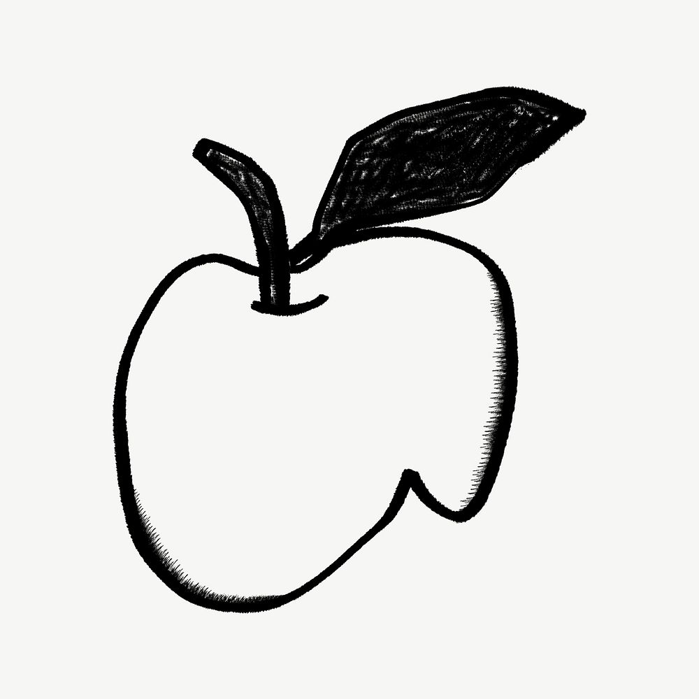 Apple collage element, doodle design psd