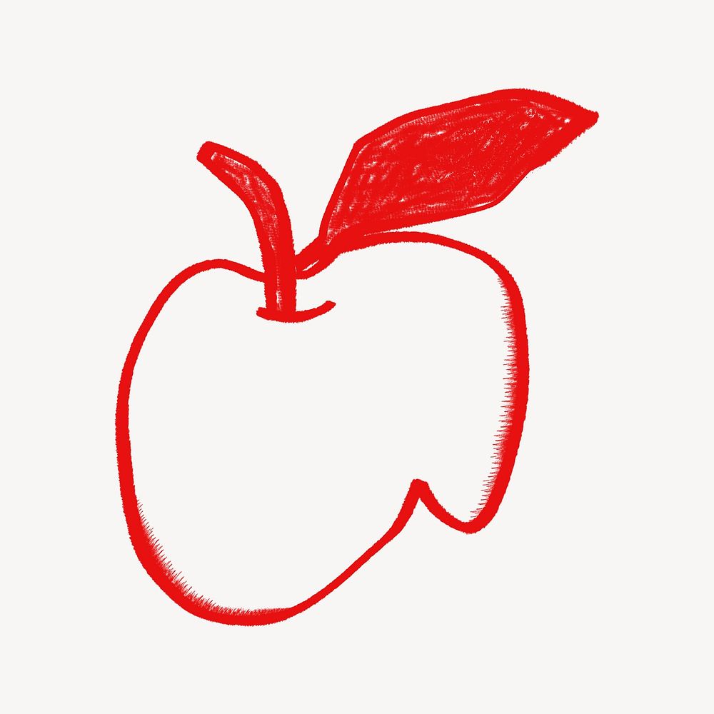 Apple collage element, doodle design