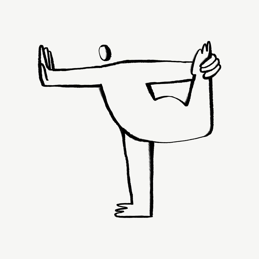 Meditating man, yoga pose doodle psd