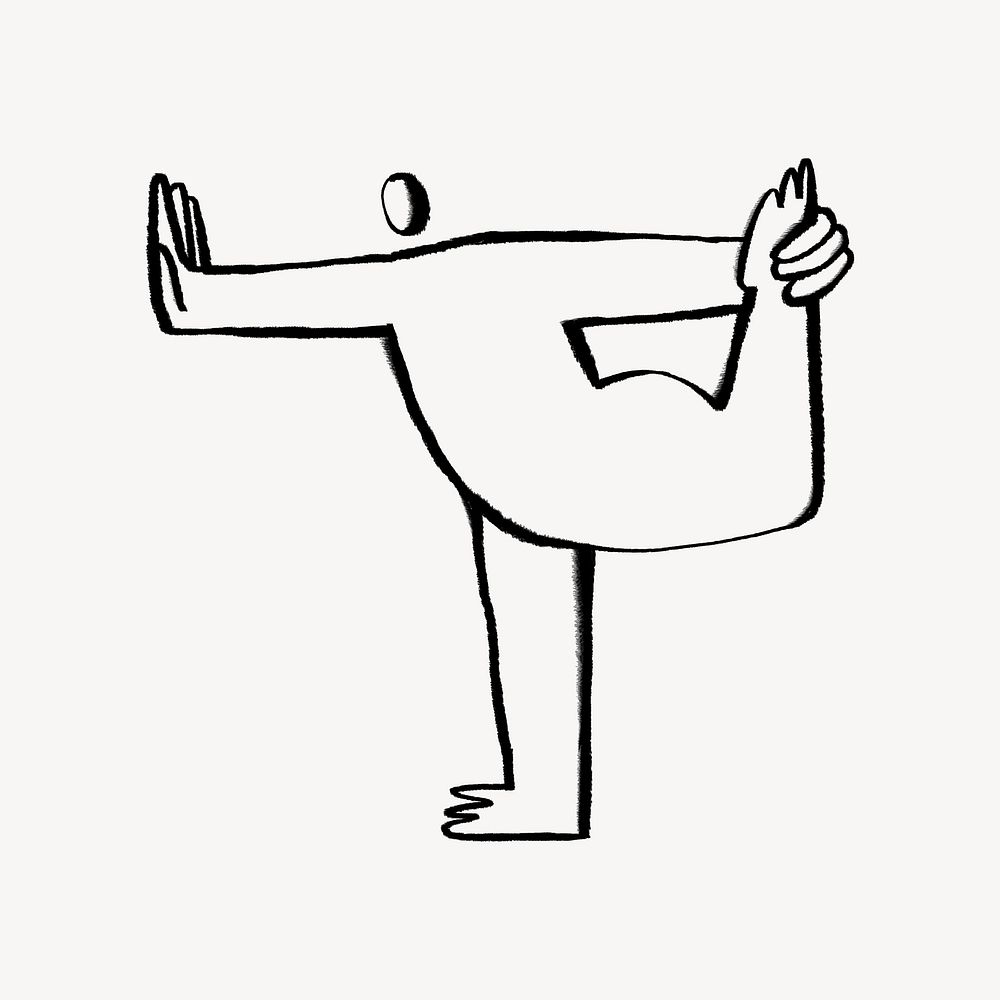 Meditating man, yoga pose doodle