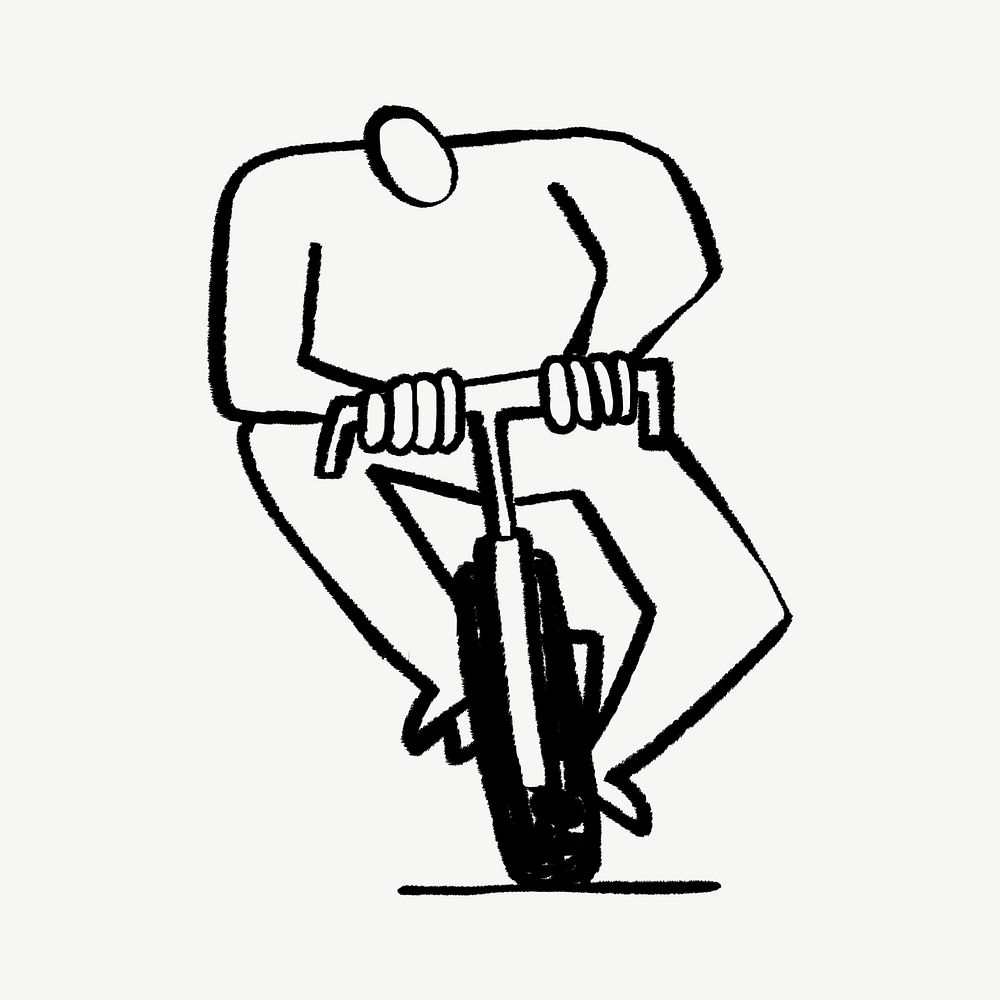 Man riding bicycle, wellness doodle psd