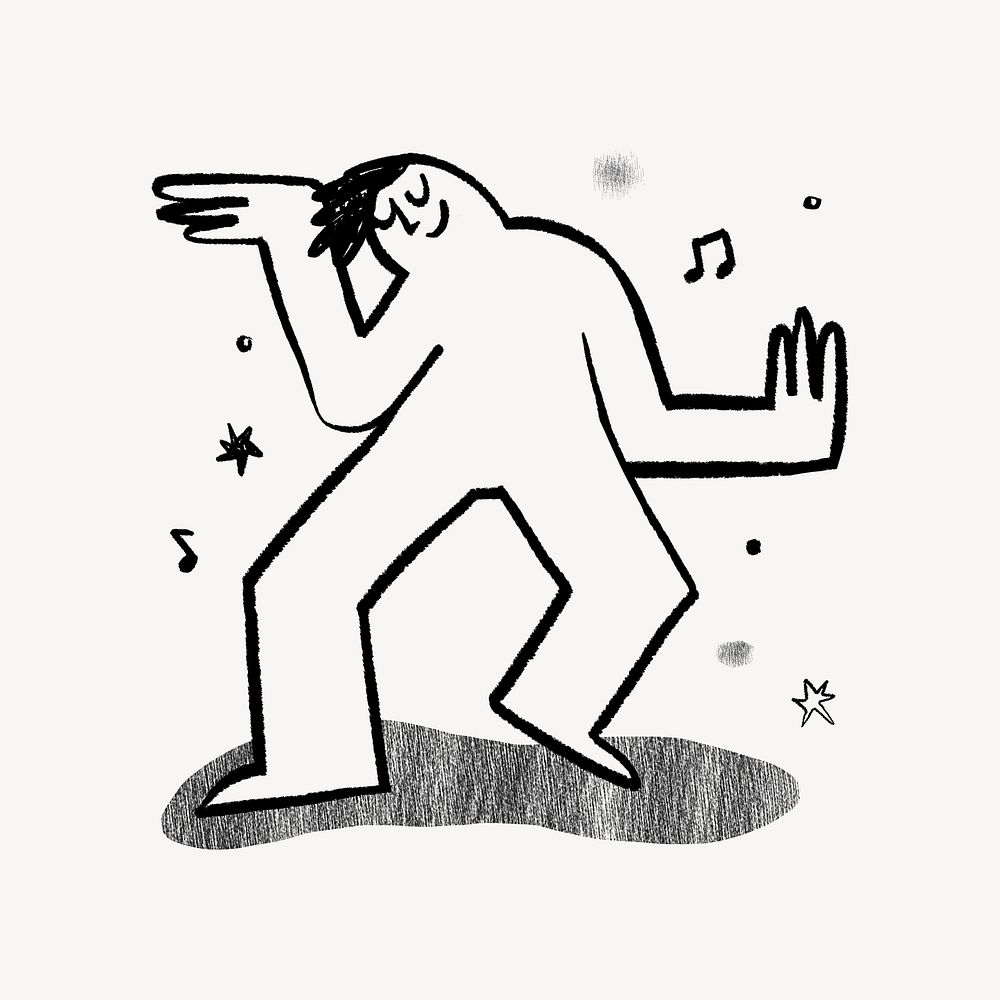 Woman dancing doodle, party graphic