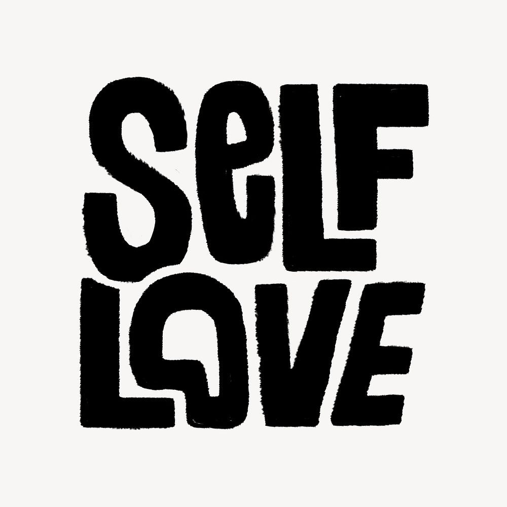 Self love word, typography doodle