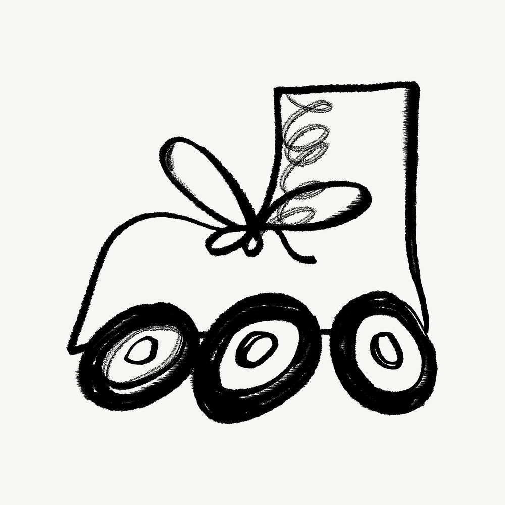 Roller skate shoe, cute doodle psd
