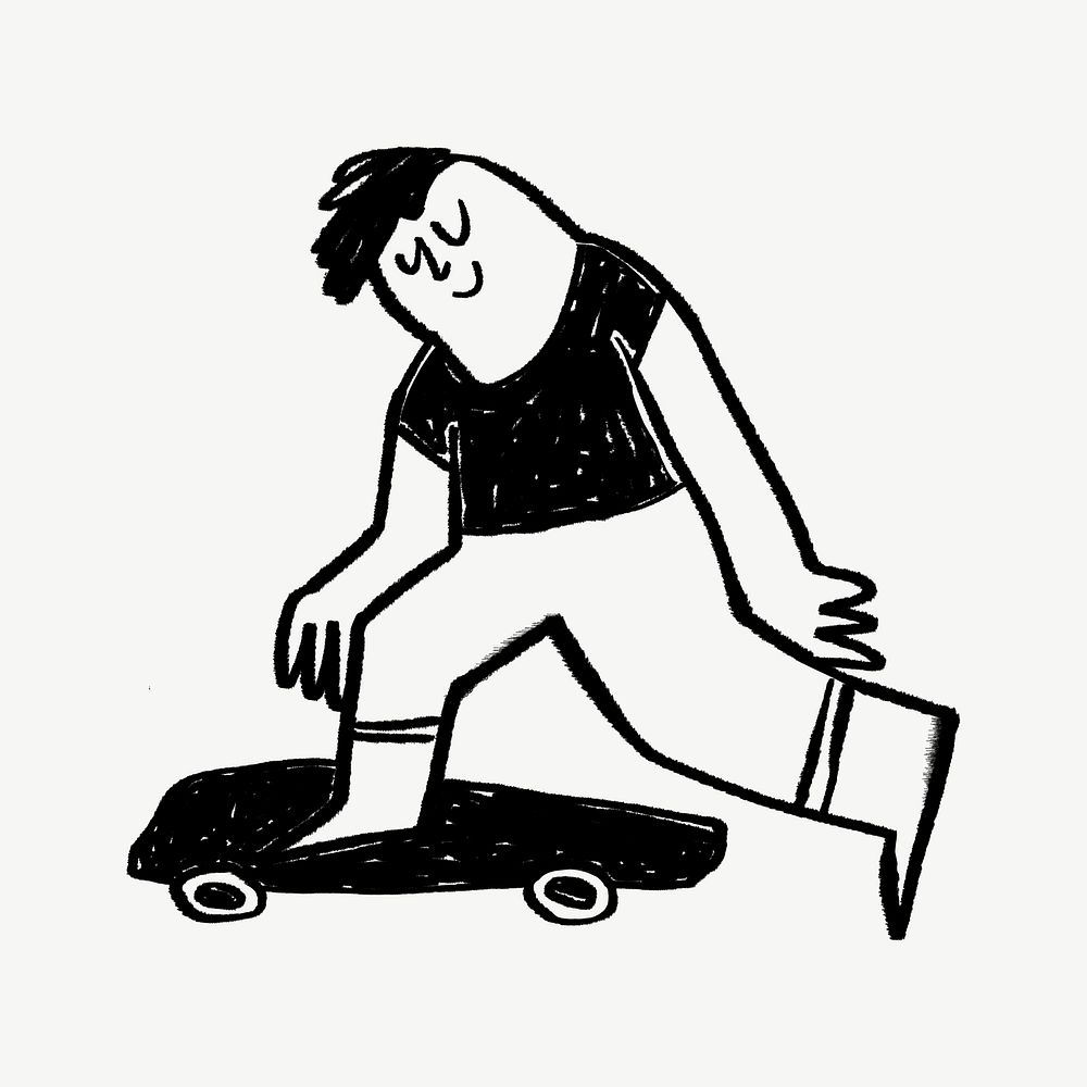 Man on skateboard, hobby doodle psd