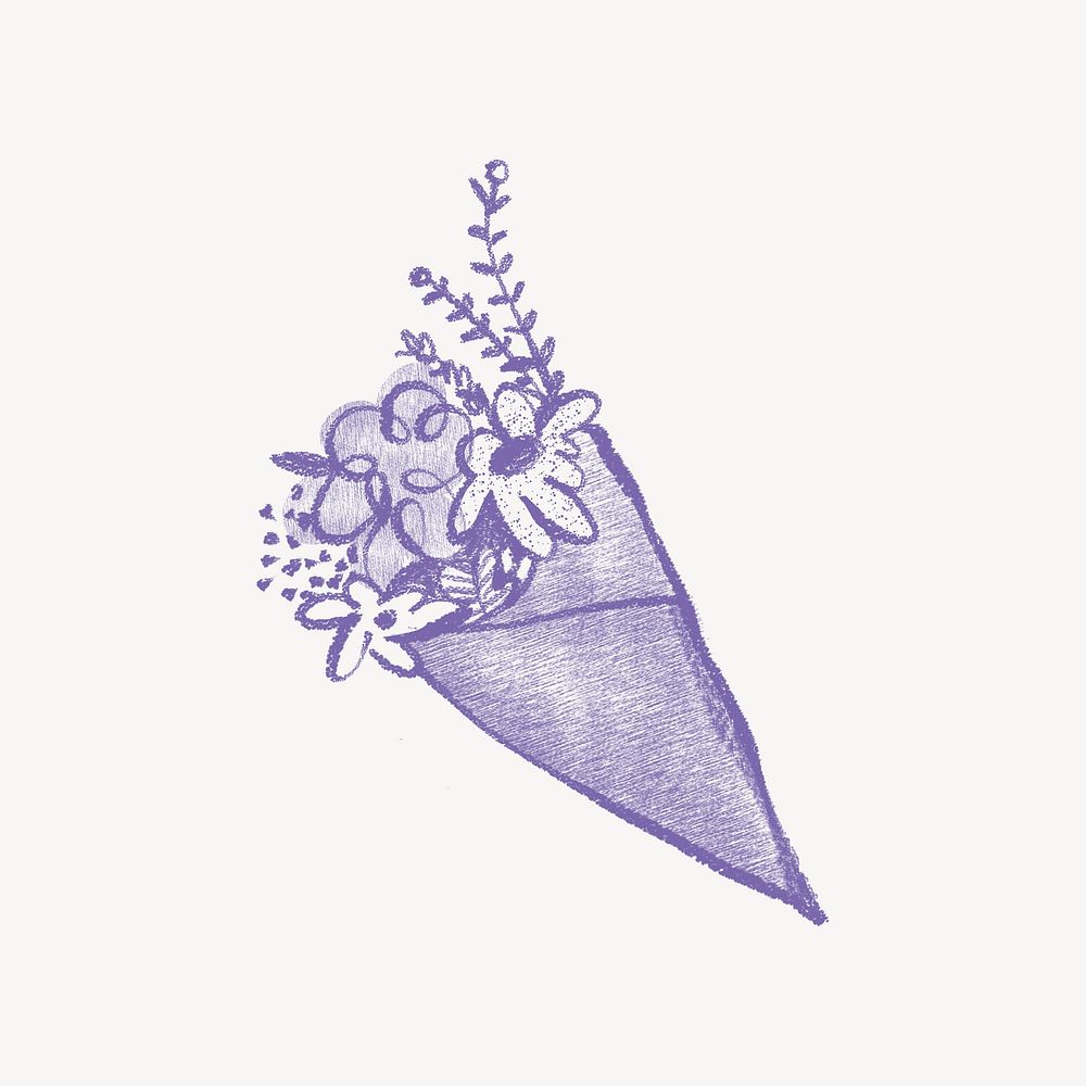 flower bouquet, cute pruple doodle