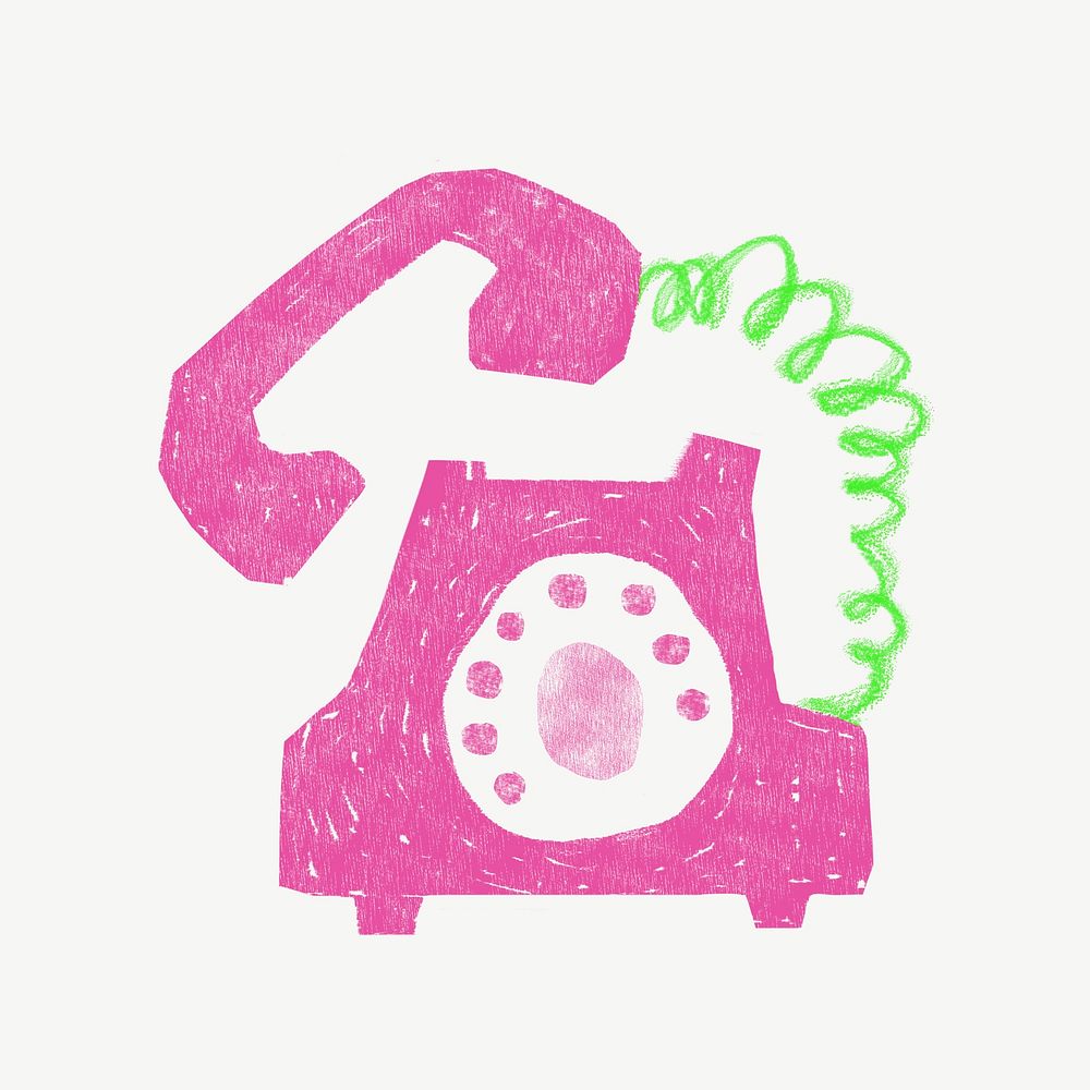 Retro rotary telephone doodle psd