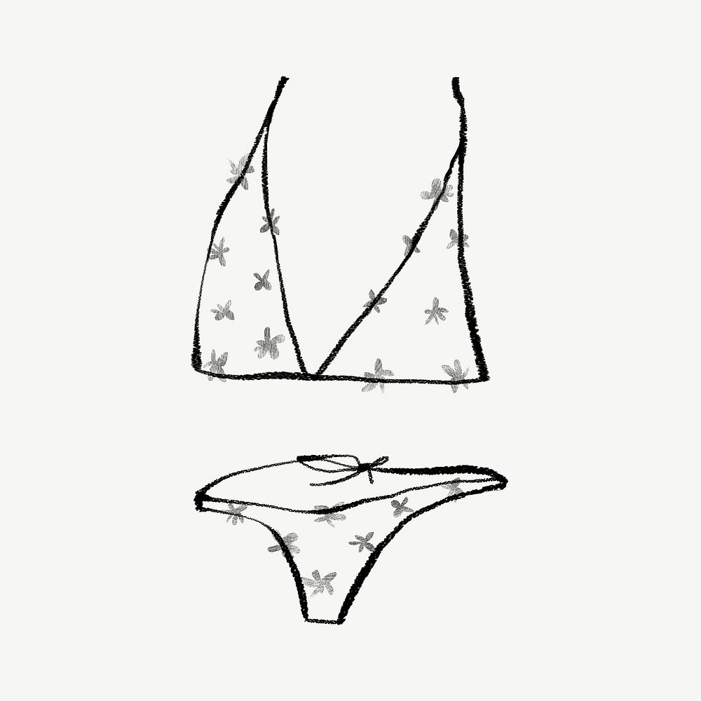 Women's bra and panty, doodle graphic psd