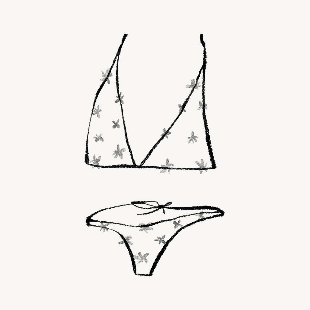 Women's bra and panty, doodle graphic