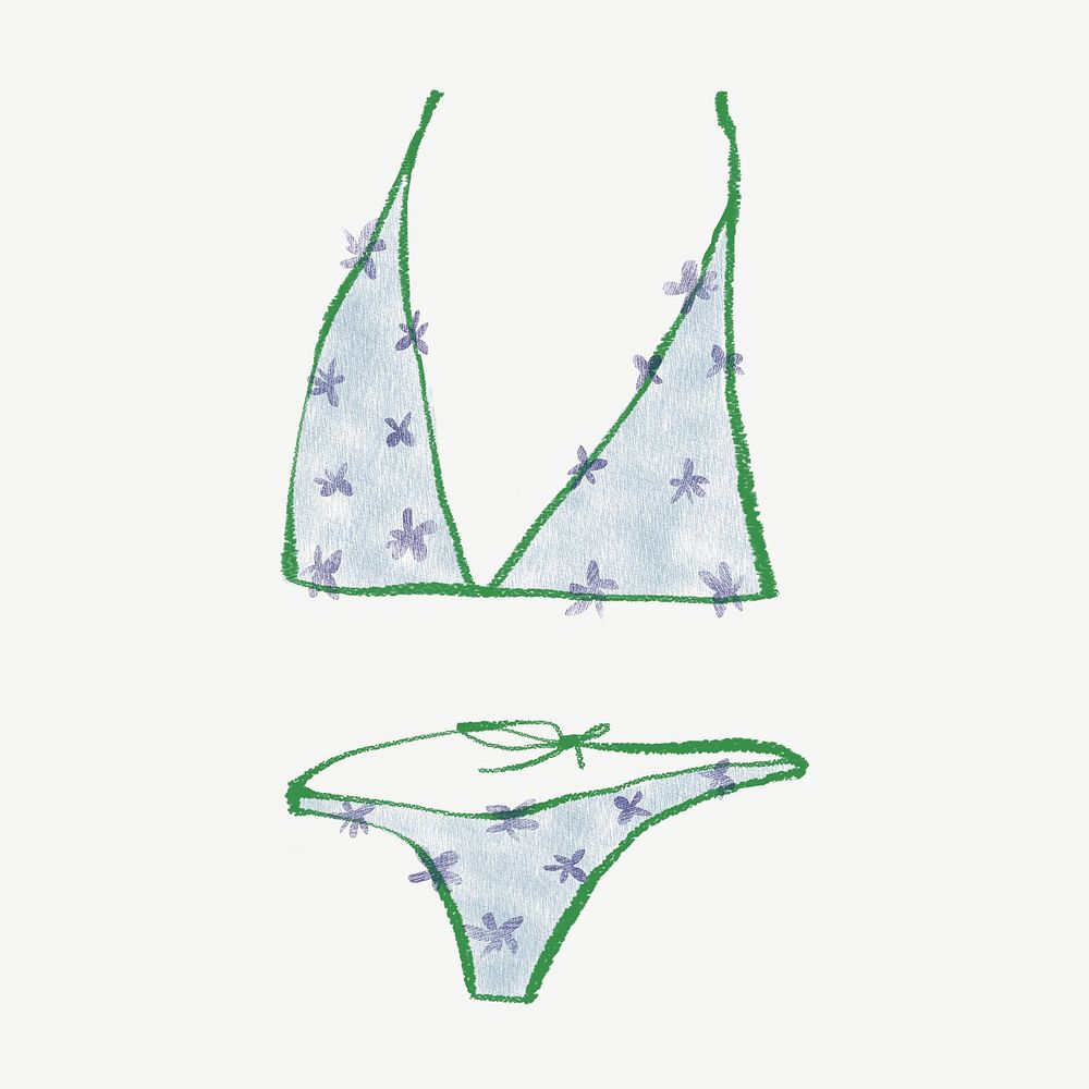 Women's bra and panty, doodle graphic psd