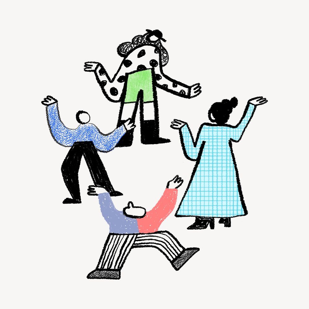 People dancing doodle, party graphic