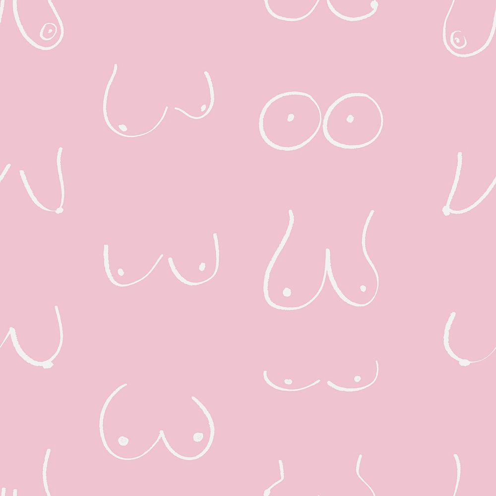 Women's breasts pattern background, cute doodle psd