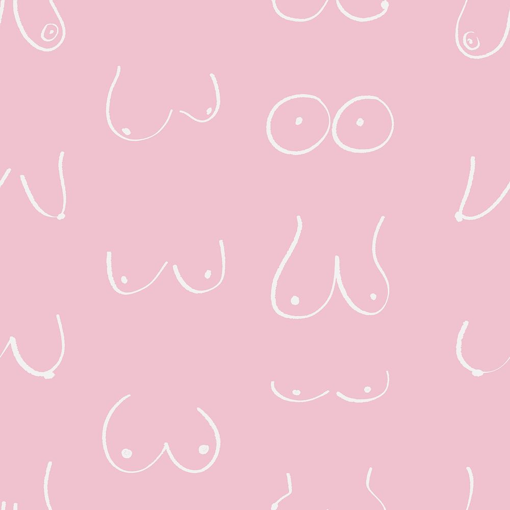 Women's breasts pattern background, cute doodle