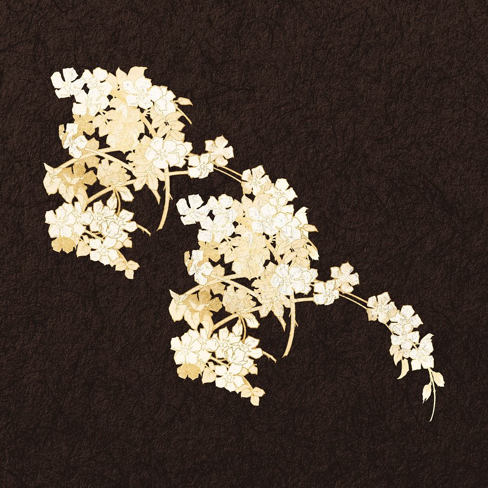 Gold flower clipart psd, remixed by rawpixel