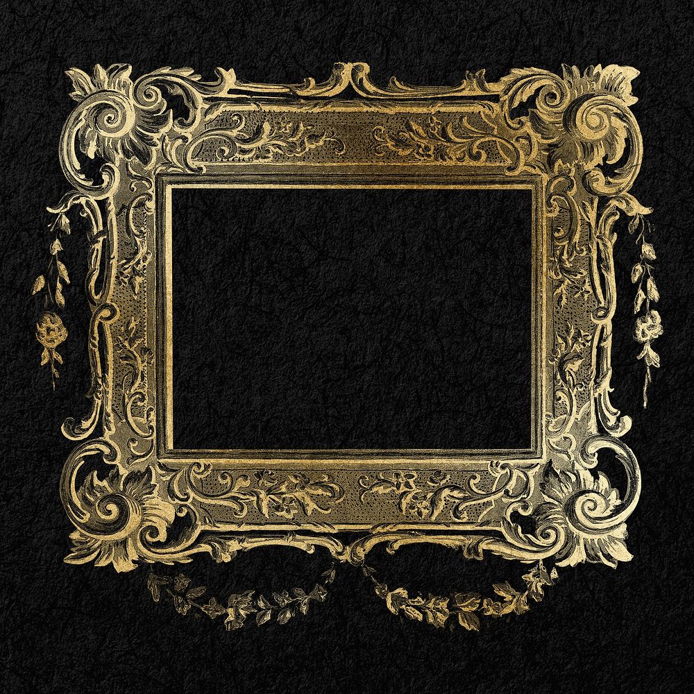 Gold vintage photo frame, luxurious design, remixed from the artwork of Nicholas Acampora