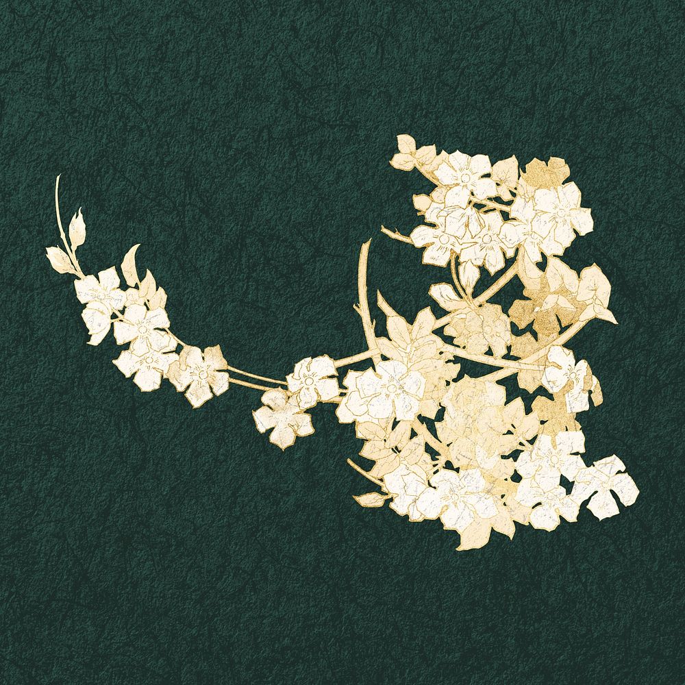 Gold flower illustration, remixed by rawpixel