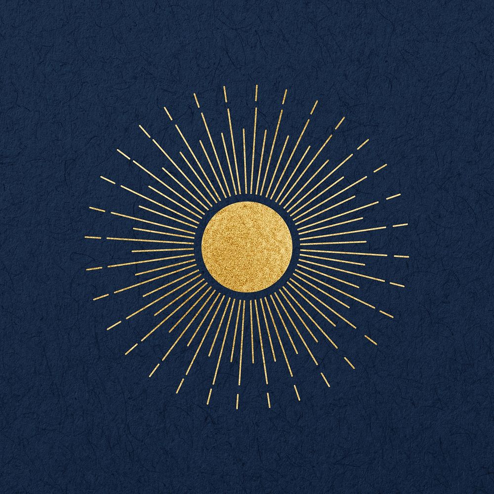 Golden sun, aesthetic celestial illustration