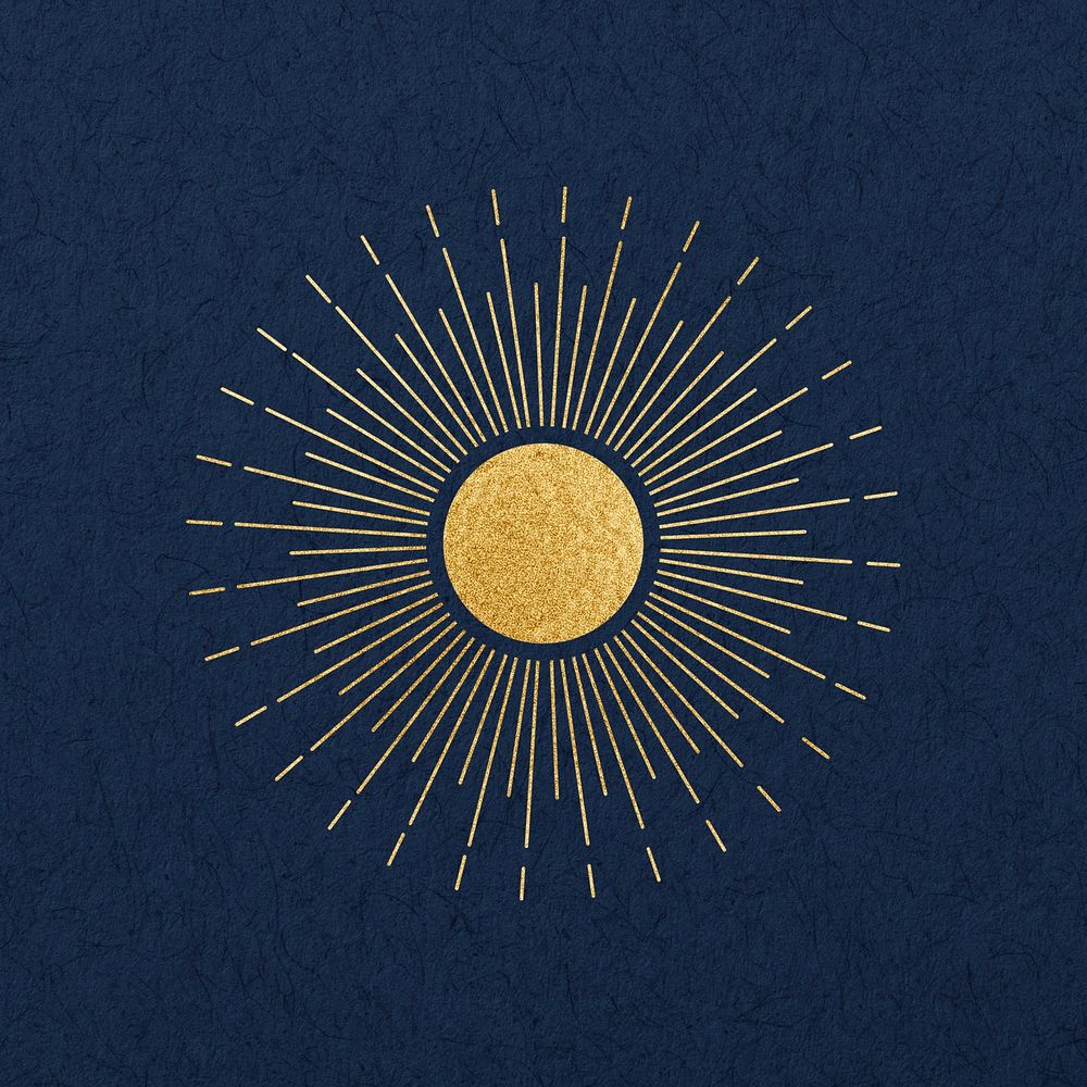 Golden sun, aesthetic celestial collage element psd