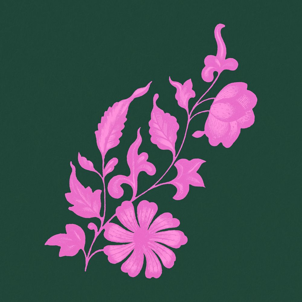 Pink flower clipart psd, remixed by rawpixel