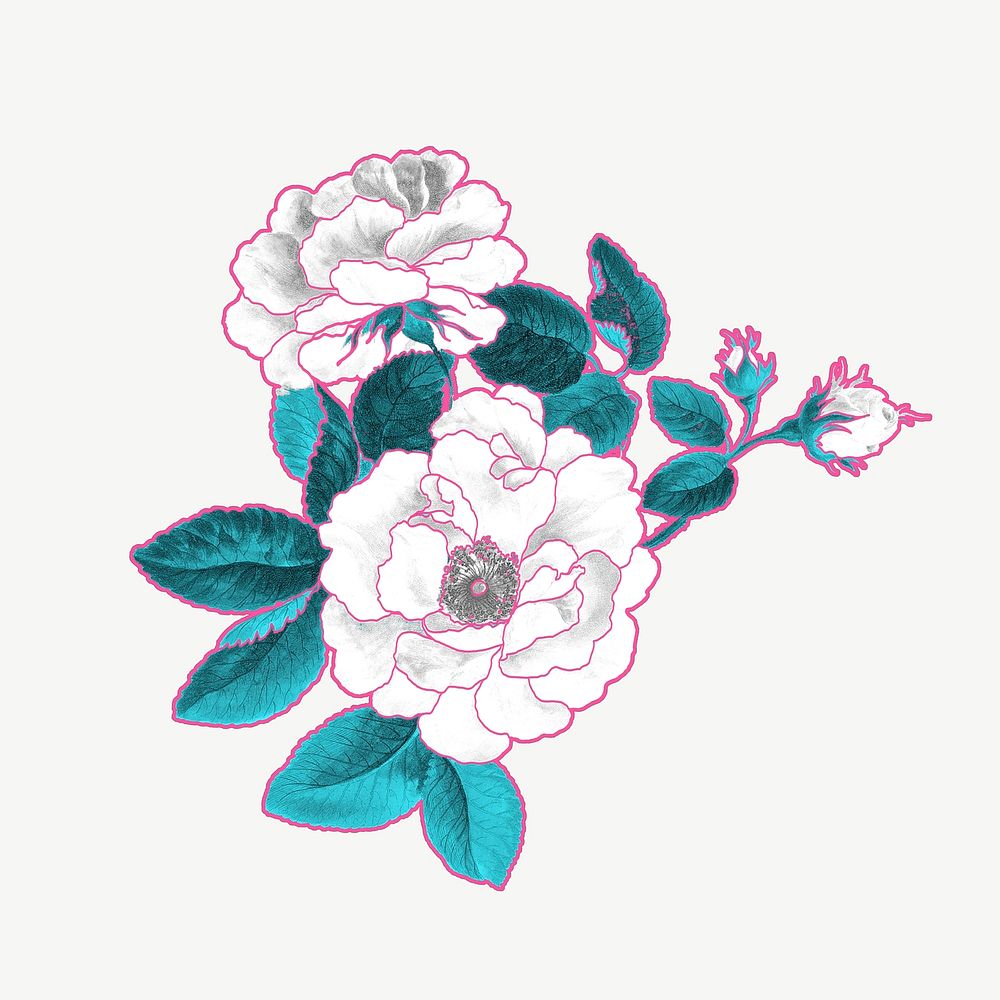 Aesthetic rose clipart psd, remixed by rawpixel