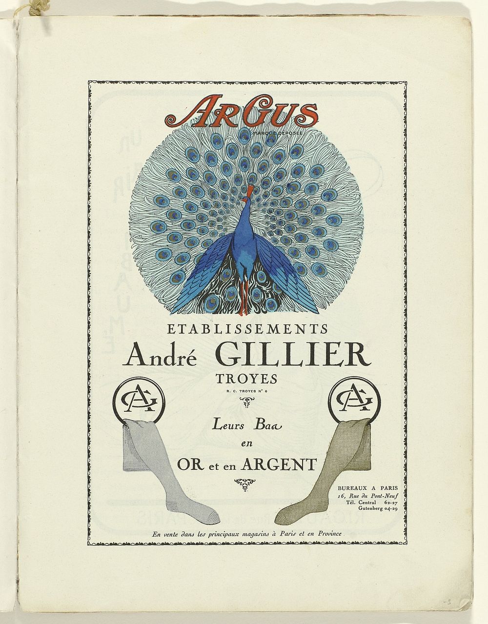 Advertentie voor kousen van Andr&eacute; Gillier (1924) print in high resolution.  