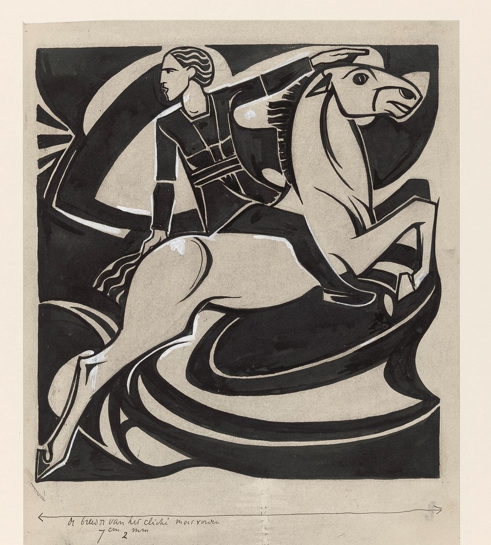 Man te paard (1878–1938) drawing in high resolution by Richard Roland Holst.  