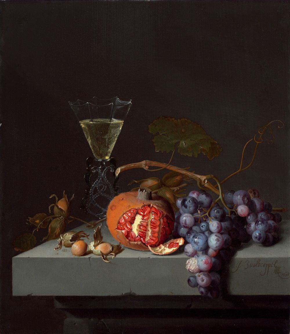 Still Life with Fruit (1675) by Jacob van Walscapelle.  